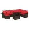 vidaXL Ensemble de canap&eacute; de jardin 9 pcs avec coussins marron