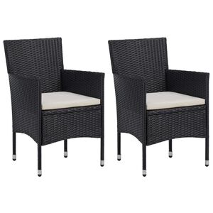 vidaXL Chaises &agrave; manger de jardin lot de 2 r&eacute;sine tress&eacute;e noir