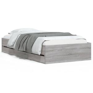vidaXL Cadre de lit avec tiroirs sans matelas sonoma gris 90x200 cm