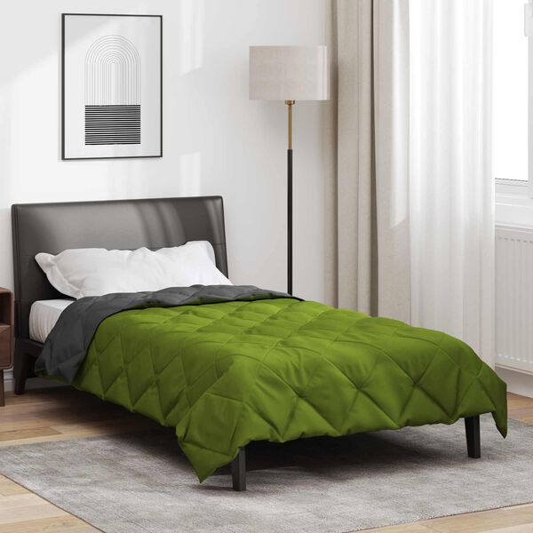 vidaXL Duvet d'&eacute;t&eacute; simple Vert et Anthracite 200 x 140 cm Microfibre