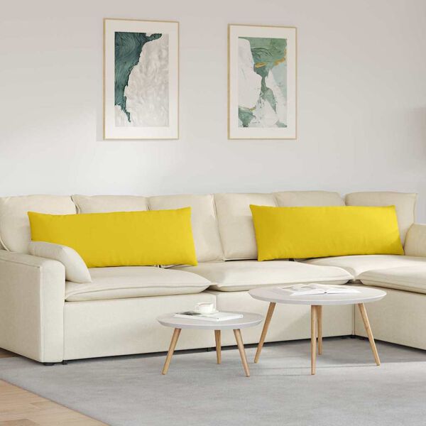 vidaXL Coussins de canap&eacute; 2 pcs Jaune clair 120 x 40 cm tissu