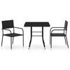 vidaXL Ensemble &agrave; manger de jardin 3 pcs R&eacute;sine tress&eacute;e Noir