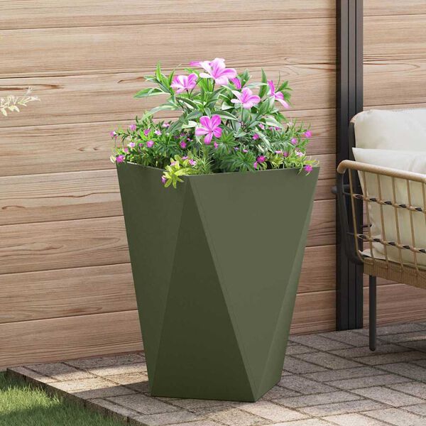 vidaXL Jardini&egrave;re 2 pcs Vert olive 50 x 50 x 75 cm Acier