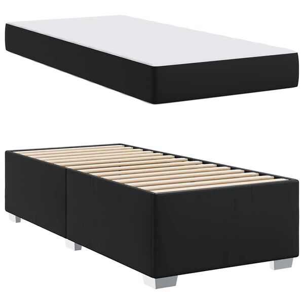 vidaXL Cadre de lit avec matelas Noir 90 x 190 cm tissu