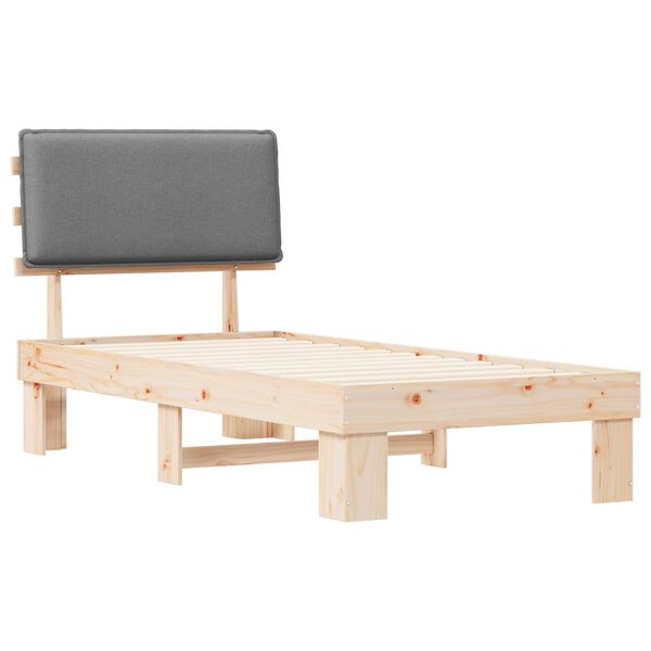 vidaXL Cadre de lit avec t&ecirc;te de lit rembourr&eacute;e Gris clair 90 x 190 cm