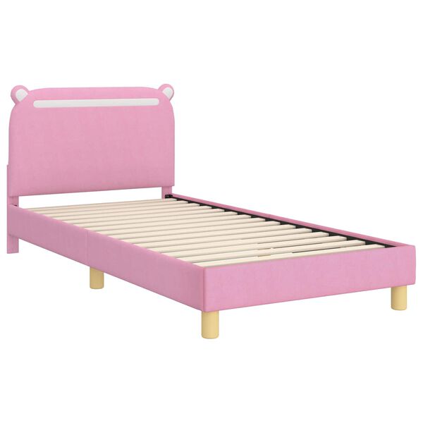 vidaXL Cadre de lit pour enfants avec tête de lit Rose 90 x 190 cm