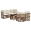 vidaXL Ensemble de canap&eacute; de jardin 6 pc Beige polyrotin