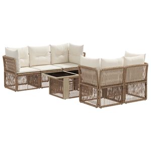 vidaXL Ensemble de canap&eacute; de jardin 6 pc Beige polyrotin