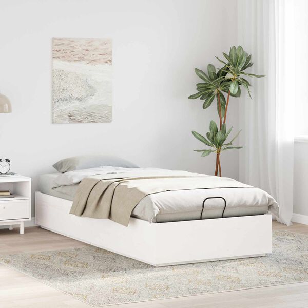 vidaXL Cadre de lit ottoman avec stockage Blanc 80 x 200 cm Pin massif