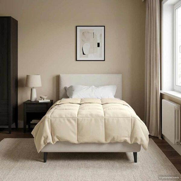 vidaXL Duvet d'hiver Matelass&eacute; Cr&egrave;me 140 x 220 cm Microfibre