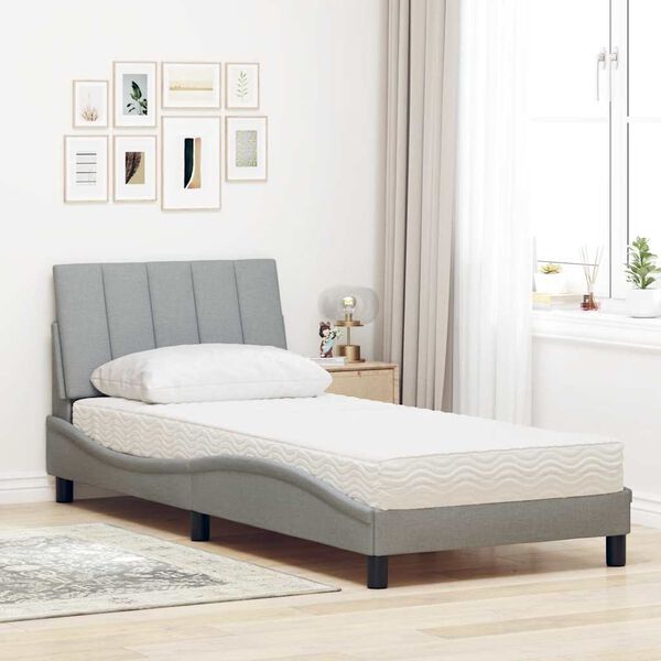 vidaXL Lit avec matelas Hanko gris clair 90x190 cm tissu