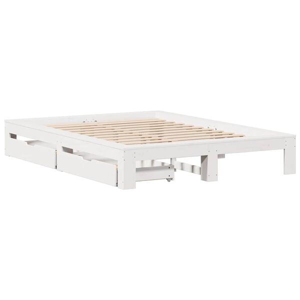 vidaXL Cadre de lit sans matelas blanc 150x200 cm bois de pin massif