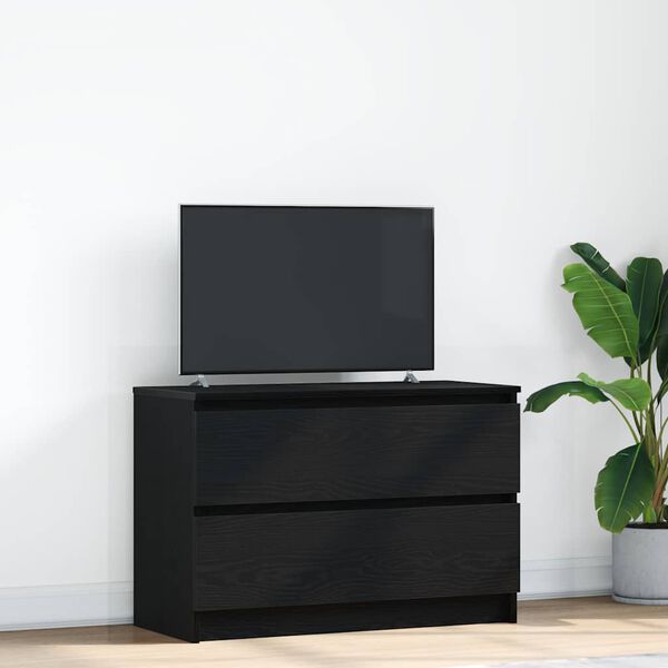 vidaXL Meuble TV noir 80x35x54 cm bois d'ing&eacute;nierie