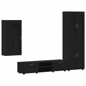 vidaXL Ensemble meuble TV FLORIN 3 pcs Noir Bois d'ing&eacute;nierie