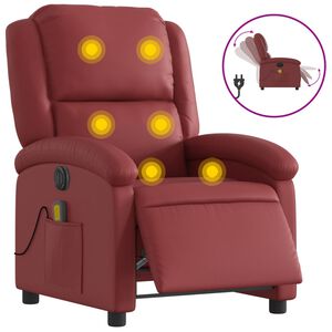 vidaXL Fauteuil de massage inclinable &eacute;lectrique rouge bordeaux