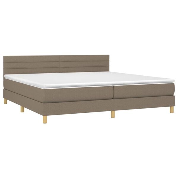 vidaXL Sommier &agrave; lattes de lit et matelas et LED Taupe 200x200cm Tissu