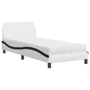 vidaXL Lit avec matelas Dover blanc et noir 90x190 cm similicuir