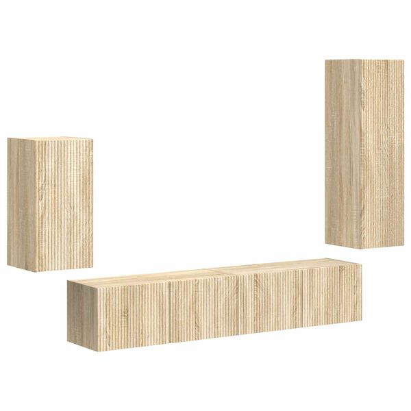 vidaXL Ensemble meuble TV 4 pcs Ch&ecirc;ne Sonoma Bois d'ing&eacute;nierie