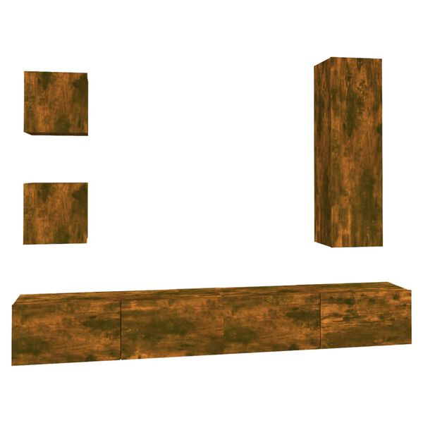 vidaXL Ensemble de meubles TV 5 pcs Ch&ecirc;ne fum&eacute; Bois d'ing&eacute;nierie