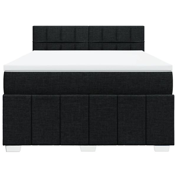vidaXL Sommier &agrave; lattes de lit avec matelas Noir 160x200 cm Tissu