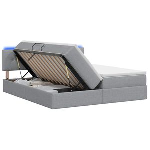 vidaXL Lit de rangement LED avec matelas Gris clair 180 x 200 cm Tissu