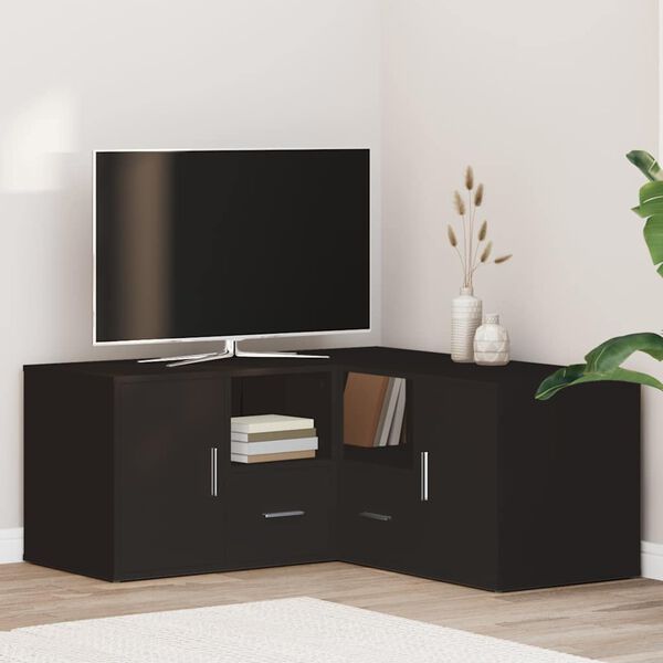 vidaXL Armoire d'angle noir 160x40x45 cm bois d&rsquo;ing&eacute;nierie