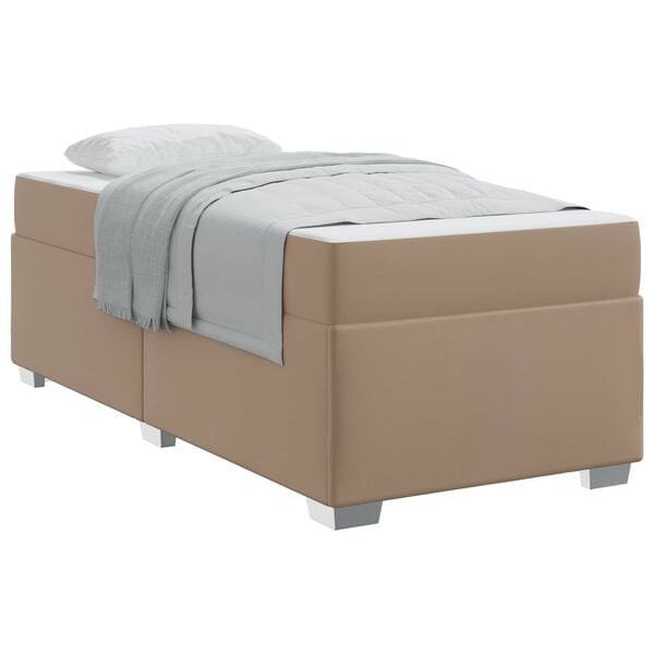 vidaXL Cadre de lit avec matelas Cappuccino 90 x 200 cm tissu
