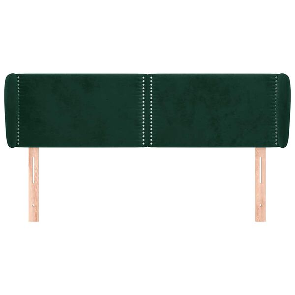 vidaXL T&ecirc;te de lit avec oreilles Vert fonc&eacute; 147x23x78/88 cm Velours