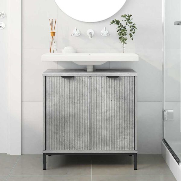 vidaXL Meuble de Lavabo de Salle de Bain avec stockage Gris b&eacute;ton