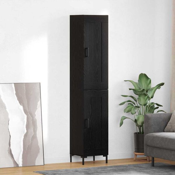 vidaXL Haut Armoire Ch&ecirc;ne noir 34,5 x 34 x 180 cm Bois d'ing&eacute;nierie