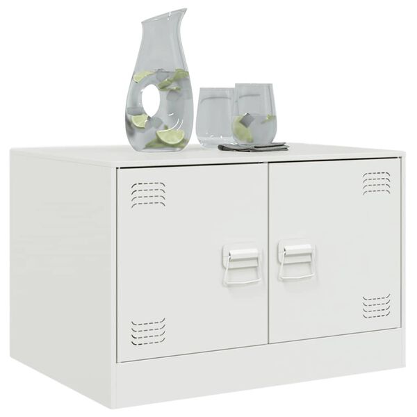 vidaXL Table basse blanc 67x50x44 cm acier