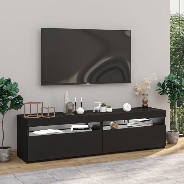 vidaXL Meubles TV 2 pcs avec lumières LED Noir 75x35x40 cm