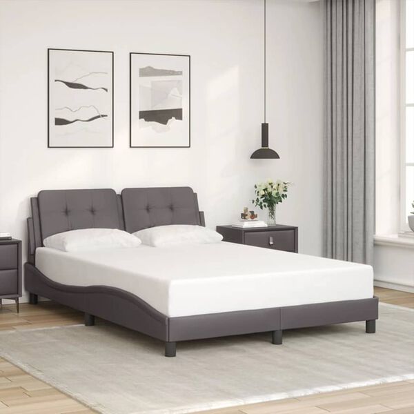 vidaXL Cadre de lit sans matelas Zadar gris 140x190 cm similicuir