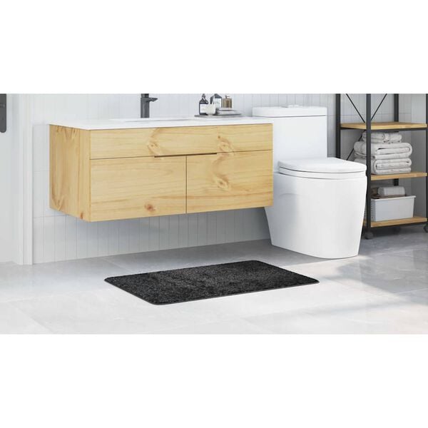vidaXL Tapis de bain antid&eacute;rapant Gris fonc&eacute; 60 x 90 cm PP