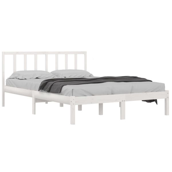 vidaXL Cadre de lit sans matelas blanc bois de pin massif 140x200 cm