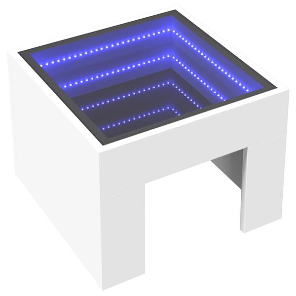 vidaXL Table de chevet avec LED infini blanc 40x40x30 cm