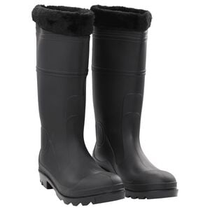 vidaXL Bottes de pluie avec chaussettes amovibles noir taille 44 PVC