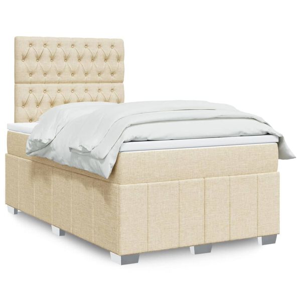 vidaXL Sommier à lattes de lit avec matelas crème 120x190 cm tissu
