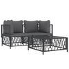 vidaXL Salon de jardin avec coussins 3 pcs anthracite acier