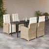vidaXL Ensemble &agrave; manger de jardin avec coussins 5pcs Beige poly rotin