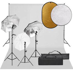 vidaXL Kit de studio photo avec &eacute;clairage toile de fond et r&eacute;flecteur