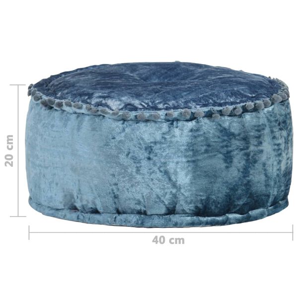 vidaXL Pouf Rond Velours 40x20 cm Bleu
