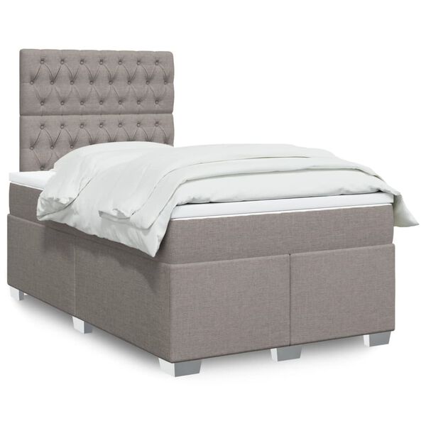 vidaXL Sommier &agrave; lattes de lit avec matelas taupe 120x190 cm tissu