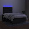 vidaXL Sommier &agrave; lattes de lit matelas et LED noir 120x190 cm tissu