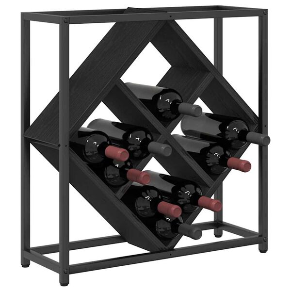 vidaXL &Eacute;tag&egrave;re &agrave; vin Ch&ecirc;ne noir 51 x 18 x 52,5 cm Bois d'ing&eacute;nierie