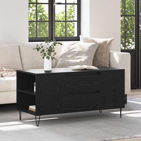 vidaXL Table basse Ch&ecirc;ne noir 102 x 44,5 x 50 cm Bois d'ing&eacute;nierie