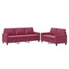 vidaXL Ensemble de canap&eacute;s 2 pcs avec coussins Rouge bordeaux Velours