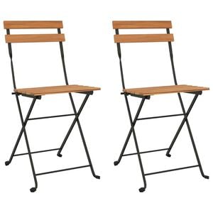 vidaXL Chaises pliantes 2 pi&egrave;ces en bois massif teck et acier