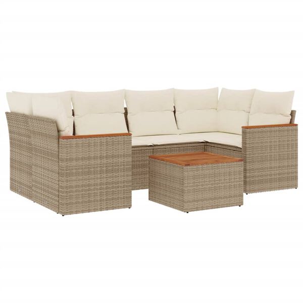 vidaXL Salon de jardin avec coussins 7 pcs beige résine tressée