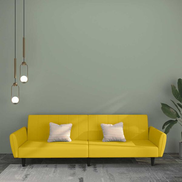 vidaXL Canap&eacute;-lit 2 places jaune velours